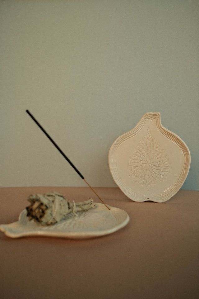 handmade ceramic incense plate for meditation