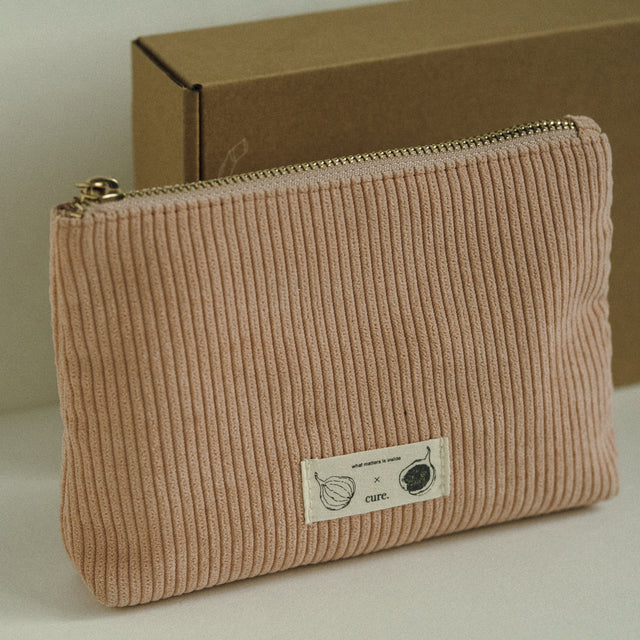 Natural Cotton Velvet Minimalist Beauty Bag