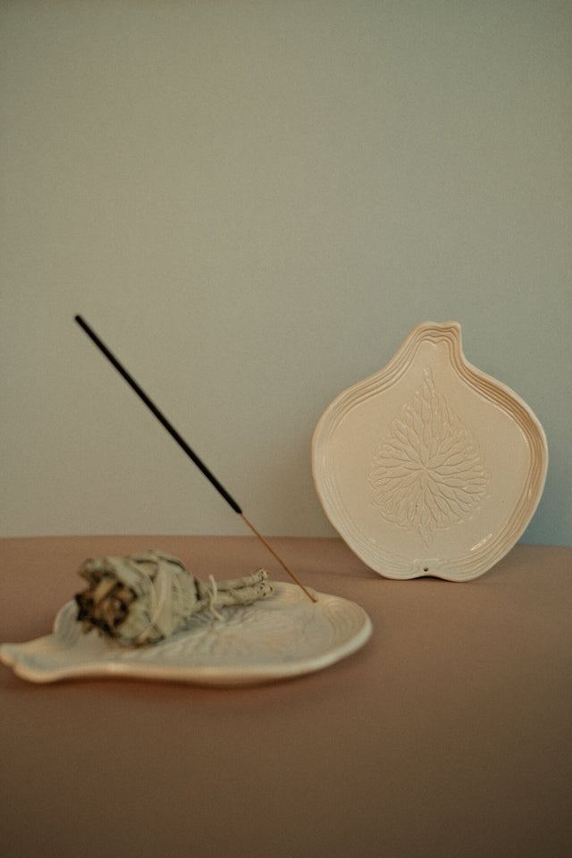 handmade ceramic incense plate for meditation