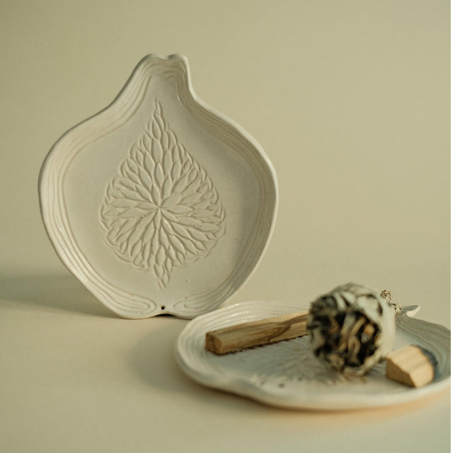 white handicraft incense plate
