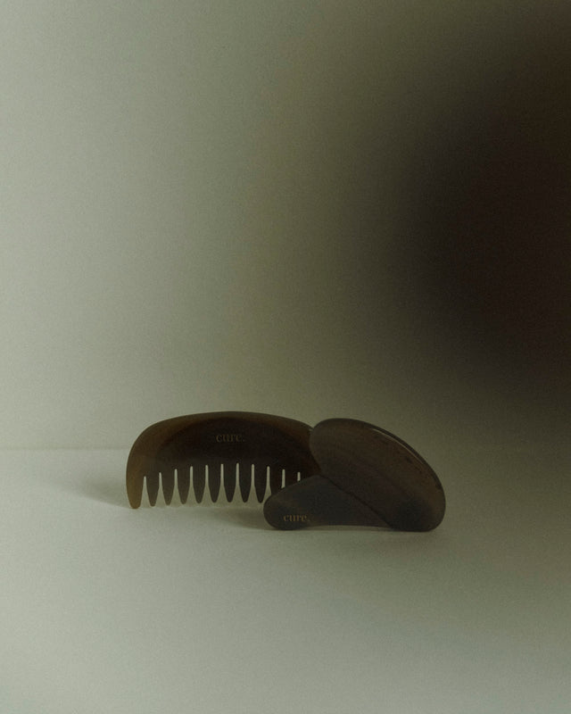 natural agate heart gua sha and hair comb